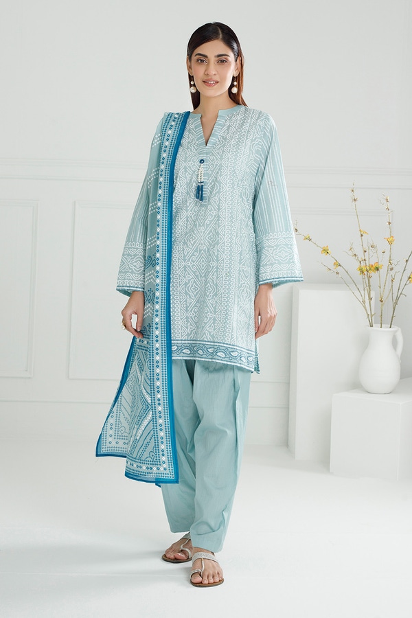 UAE-3PC Lawn Lacquer Printed Suit IUSTKSD-511