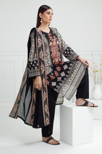 UAE-3PC Lawn Printed Suit With Embroidered IUSTKSD-538