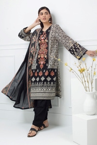 UAE-3PC Lawn Printed Suit With Embroidered IUSTKSD-538