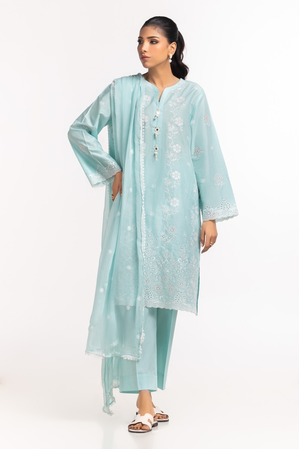 UAE-3PC Lawn Schiffli Embroidered Suit IUSTKSD-604