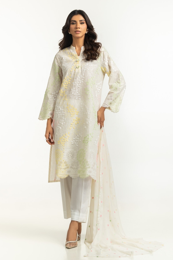 UAE-3PC Lawn Schiffli Embroidered Suit IUSTKSD-618