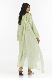 UAE-3PC Paper Cotton Embroidered Suit IUSTKSD-560