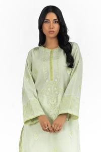 UAE-3PC Paper Cotton Embroidered Suit IUSTKSD-560