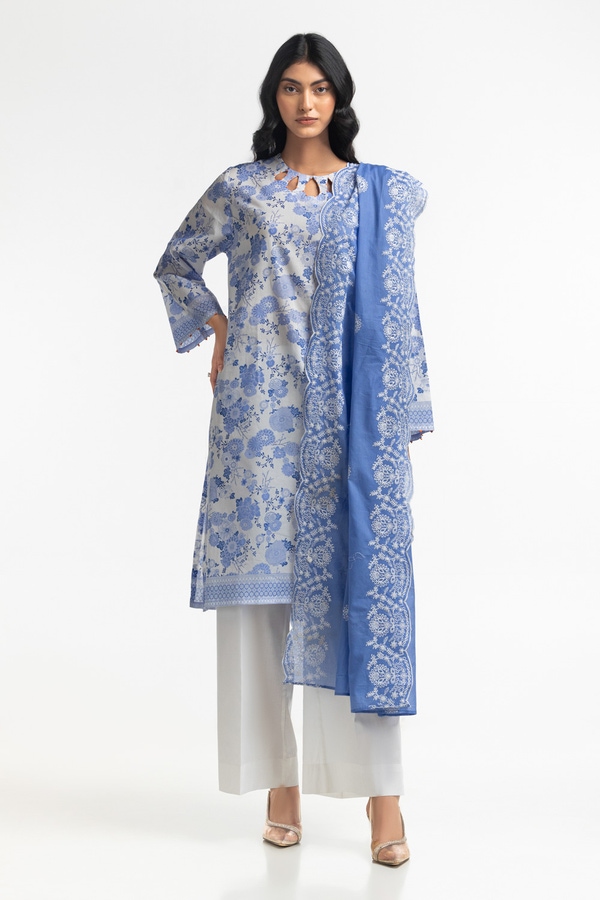 UAE-3PC Lawn Printed Embroidered Suit IUSTKSD-495