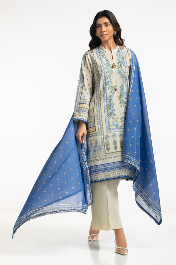 UAE-3PC Lawn Printed Embroidered Suit IUSTKSD-544