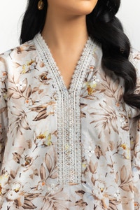 UAE-3PC Printed Suit with Embroidered IUSTKSD-616
