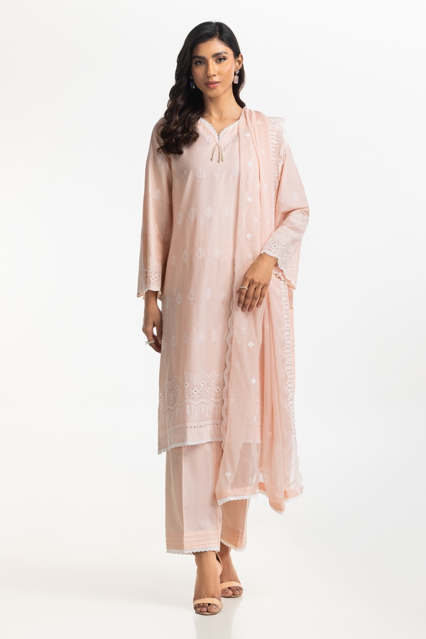 UAE-3PC Lawn Schiffli Embroidered Suit IUSTKSD-532