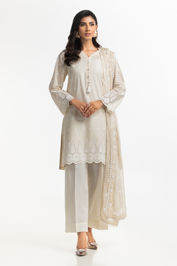 UAE-3PC Lawn Schiffli Embroidered Suit IUSTKSD-552
