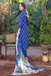 UAE -3PC Lawn Unstitched Printed Suit with chiffon dupatta BM-32033