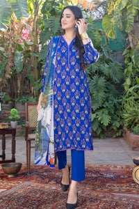 UAE -3PC Lawn Unstitched Printed Suit with chiffon dupatta BM-32033