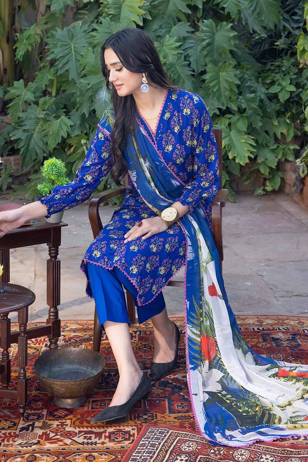 UAE -3PC Lawn Unstitched Printed Suit with chiffon dupatta BM-32033