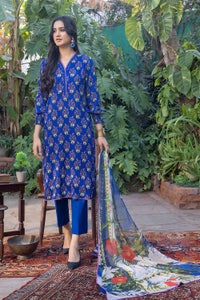 UAE -3PC Lawn Unstitched Printed Suit with chiffon dupatta BM-32033