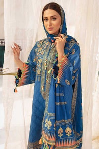 UAE -3PC Unstitched Gold and Lacquer Printed Lawn Suit CL-22133