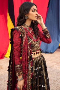 UAE -3PC Chunri Lawn Unstitched Gold Printed Lehenga LG-32002