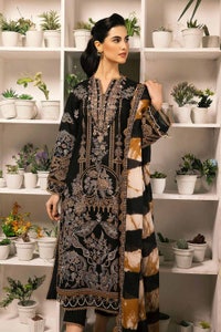 UAE -3PC Embroidered Lawn Unstitched Lacquer Printed Suit With Denting Lawn Dupatta DN-32085