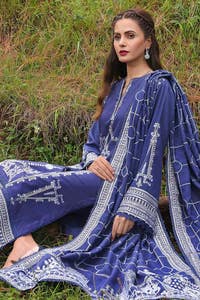 UAE -3PC Embroidered Dhanak Unstitched Suit DH-32001