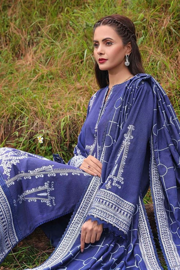 UAE -3PC Embroidered Dhanak Unstitched Suit DH-32001