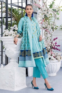 UAE -3PC Printed Lawn Unstitched Suit CL-42123 B