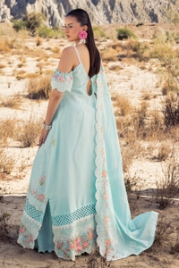 UAE -3 Piece Unstithed Embroidered Lawn Suit with Embroidered Denting Lawn Dupatta DN-52024