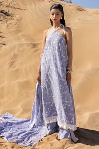 UAE -3 Piece Unstithed Embroidered Lawn Suit with Embroidered Denting Lawn Dupatta DN-52005