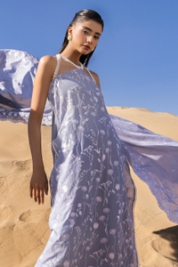 UAE -3 Piece Unstithed Embroidered Lawn Suit with Embroidered Denting Lawn Dupatta DN-52005