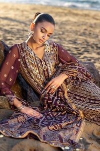 UAE -3 Piece Unstitched Embroidered Chiffon Suit with Gold Silver Printed Chiffon Dupatta BM-52023