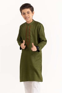 UAE -Algae Green Embroidered Kurta KR-KEMB22-019