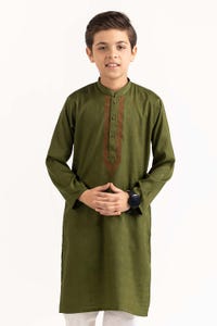 UAE -Algae Green Embroidered Kurta KR-KEMB22-019