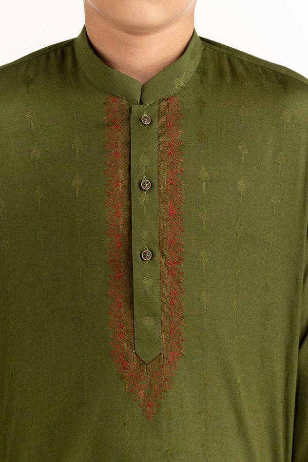 UAE -Algae Green Embroidered Kurta KR-KEMB22-019