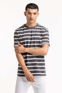 UAE -Anthracite White Striped Tee TS-CNSJ23-064