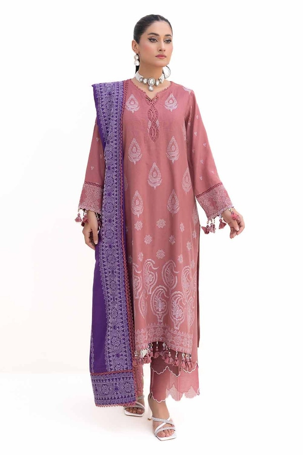 UAE -3 Piece Unstitched Embroidered Acrylic Suit with Embroidered Acrylic Dupatta AP-42003