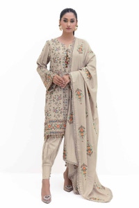 UAE -3 Piece Unstitched Embroidered Acrylic Suit with Embroidered Acrylic Dupatta AP-42007