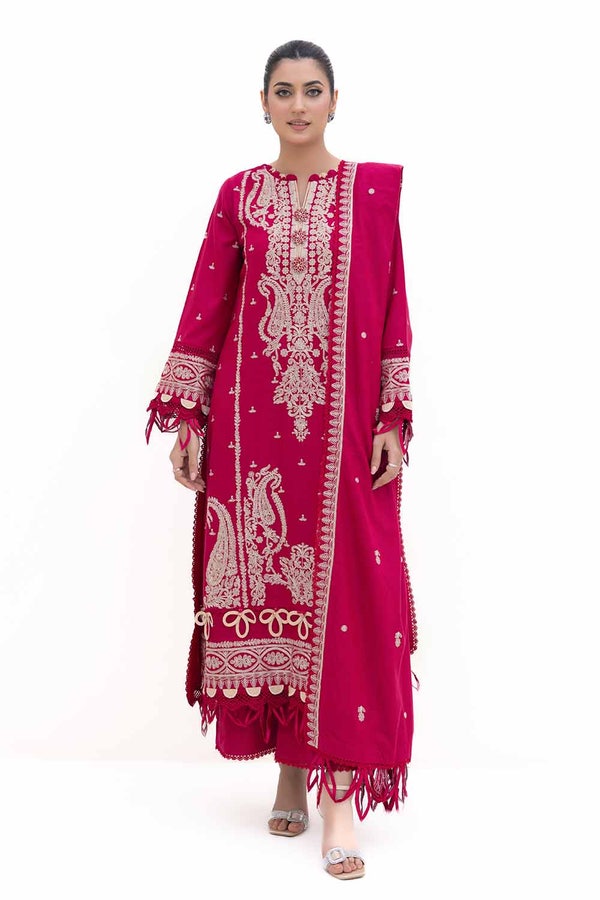 UAE -3 Piece Unstitched Embroidered Acrylic Suit with Embroidered Acrylic Dupatta AP-42014