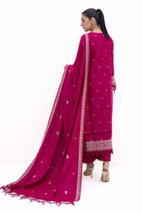 UAE -3 Piece Unstitched Embroidered Acrylic Suit with Embroidered Acrylic Dupatta AP-42014