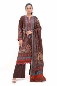 UAE -3 Piece Unstitched Printed Khaddar Suit with Printed Pashmina Dupatta AP-42029