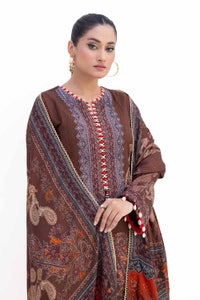 UAE -3 Piece Unstitched Printed Khaddar Suit with Printed Pashmina Dupatta AP-42029