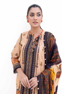 UAE -3 Piece Unstitched Printed Khaddar Suit with Printed Pashmina Dupatta AP-42031