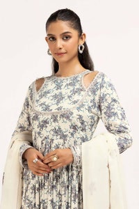 UAE -3 Piece Unstitched Printed Cotail Suit with Embroidered Acrylic Dupatta AP-42039