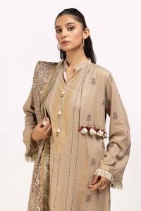 UAE -3 Piece Unstitched Gold and Lacquer Printed Suit with Gold and Lacquer Printed Acrylic Dupatta AP-42041