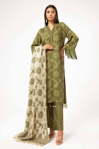 UAE -3 Piece Unstitched Printed Linen Suit with Pashmina Dupatta AP-42047