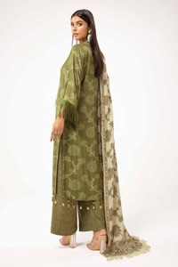 UAE -3 Piece Unstitched Printed Linen Suit with Pashmina Dupatta AP-42047