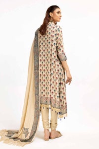 UAE -3 Piece Unstitched Printed Linen Suit with Embroidered Printed Pashmina Dupatta AP-42049