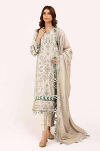 UAE -3 Piece Unstitched Embroidered Karandi Suit with Embroidered Karandi Dupatta AY-42007