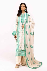 UAE -3 Piece Unstitched Embroidered Karandi Suit with Embroidered Karandi Dupatta AY-42008