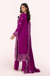UAE -3 Piece Unstitched Embroidered Karandi Suit with Embroidered Karandi Dupatta AY-42009
