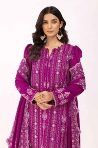 UAE -3 Piece Unstitched Embroidered Karandi Suit with Embroidered Karandi Dupatta AY-42009