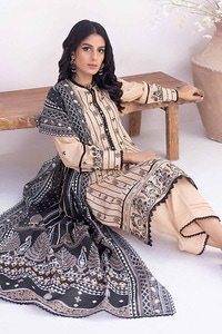 UAE -3PC Printed Embroidered Lawn Unstitched Suit B-42003