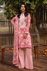 UAE -3PC Embroidered Printed Lawn Unstitched Suit with Embroidered Printed Chiffon Dupatta BCT-42003