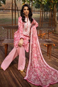 UAE -3PC Embroidered Printed Lawn Unstitched Suit with Embroidered Printed Chiffon Dupatta BCT-42003
