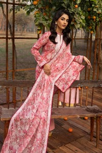 UAE -3PC Embroidered Printed Lawn Unstitched Suit with Embroidered Printed Chiffon Dupatta BCT-42003